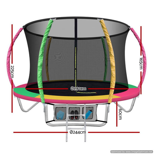 8FT colorful Everfit Trampoline with Safety Net Pad for kids, ideal for indoor/outdoor fun