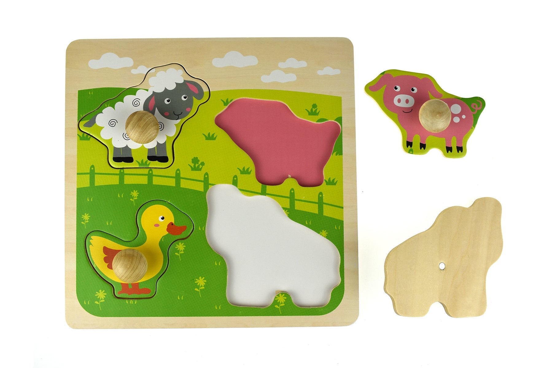 Farm Animal Large Peg Puzzle - A Wooden Educational Toy for Kids