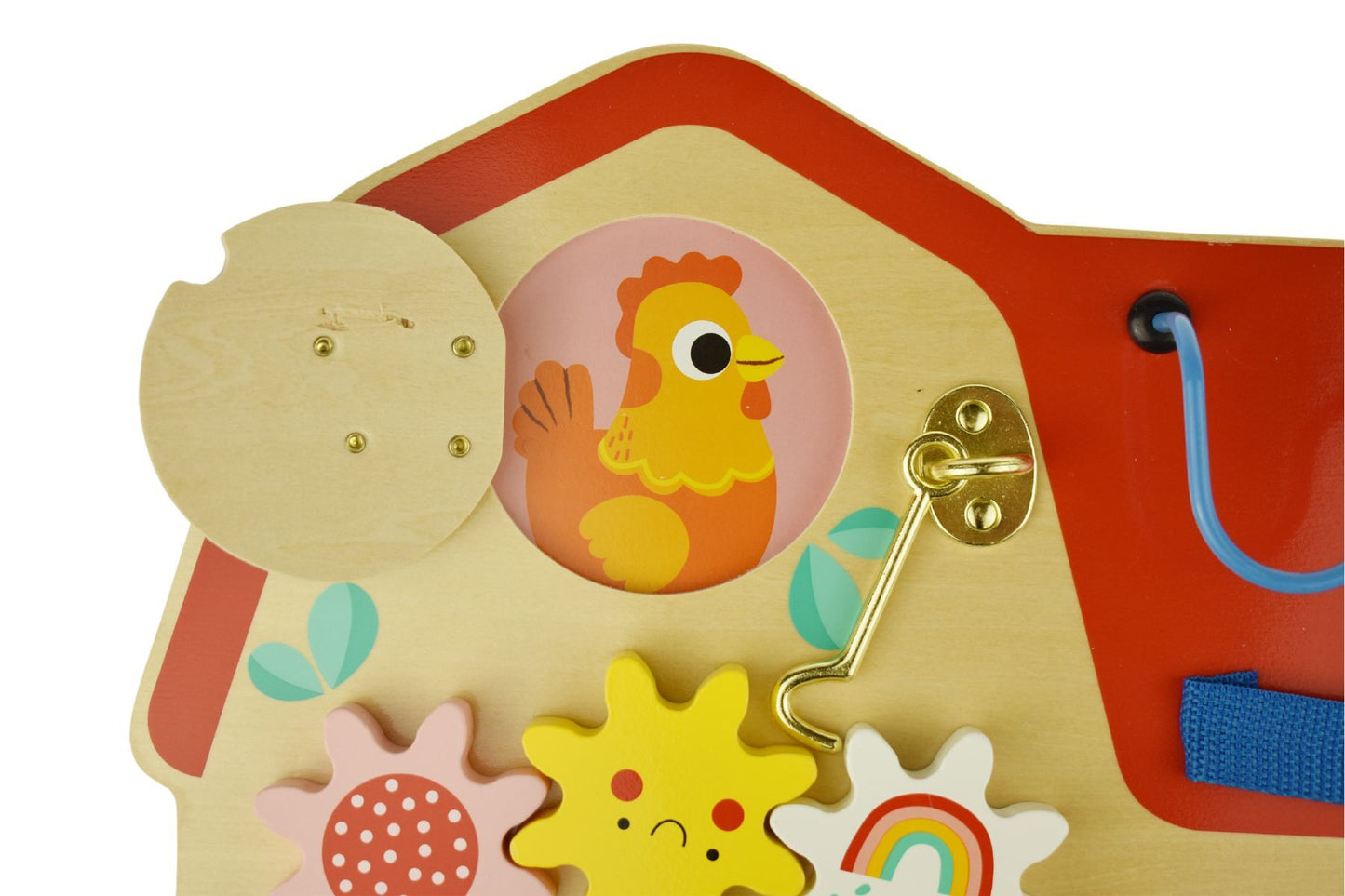 Farm Barn Busy Board Toy | Interactive sensory playset with animal figures for childrens imaginative learning.