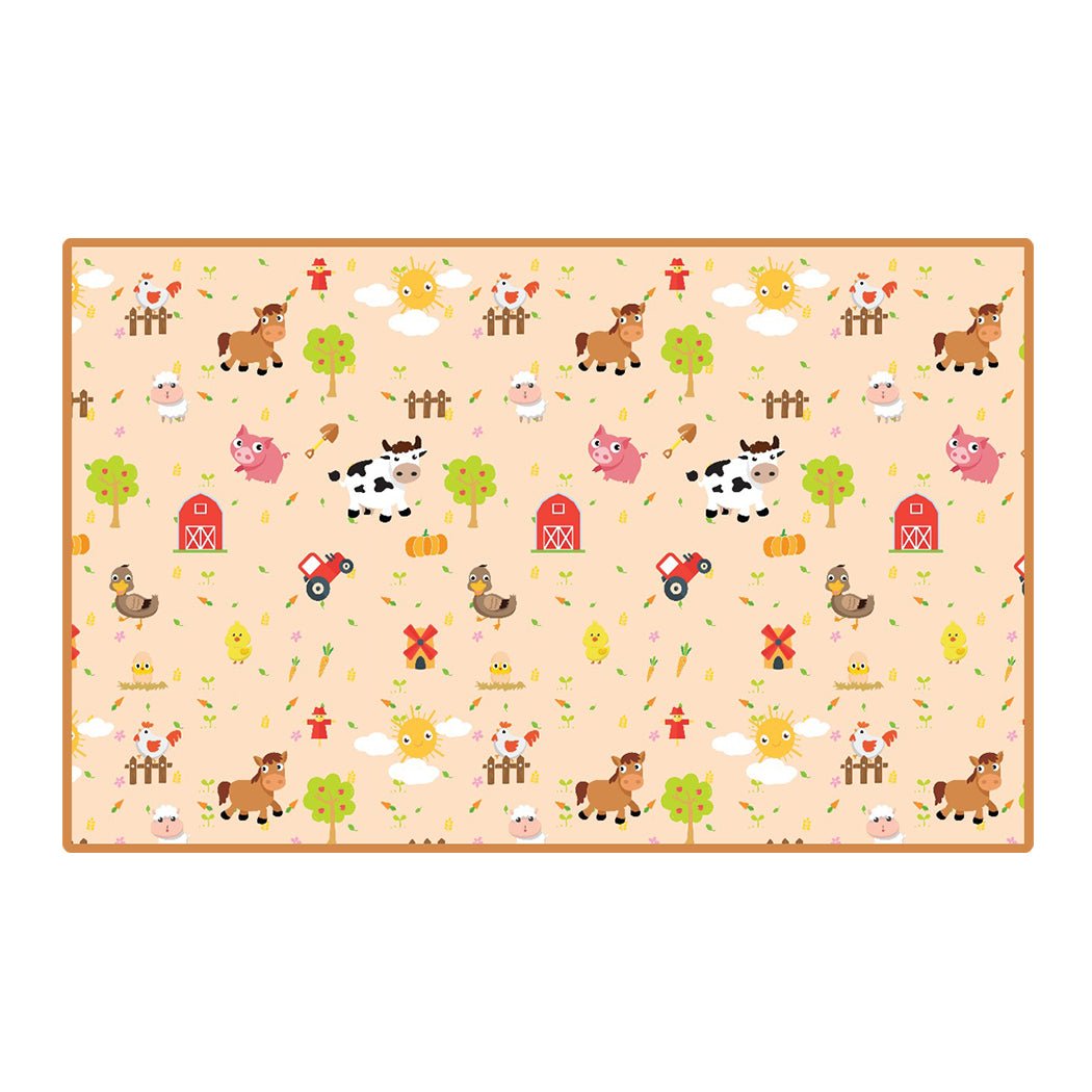 Colorful farm playmat for kids with interactive design, perfect for imaginative play at home.