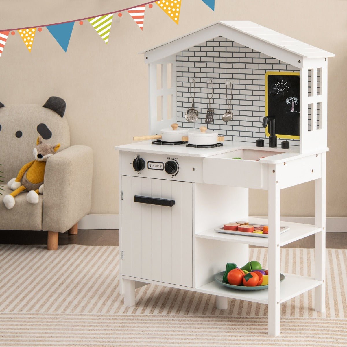 Get Creative with the Farmhouse Wooden Play Kitchen Toy