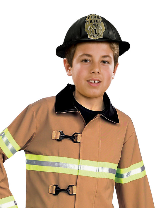 Kids deluxe firefighter costume set with reflective gear for imaginative play at home.