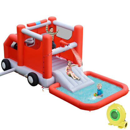 Kids Firefighting Water Slide - Splash Pool Fun with Blower