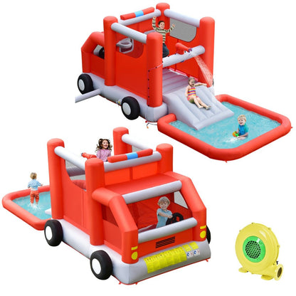 Firefighter Themed Water Slide for Children - Splash and Blower Included