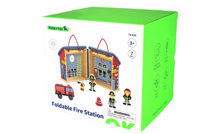 Kids fireman playset in portable carry box for imaginative role-play fun at home.