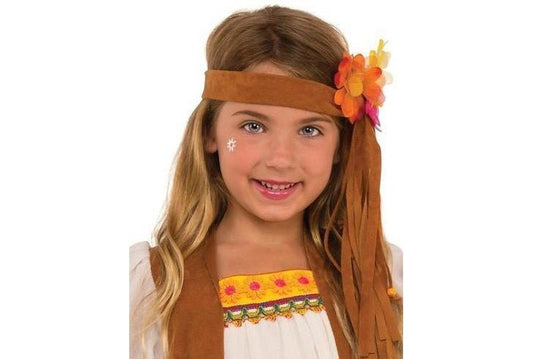 Colorful 60s hippie costume for kids, perfect for playtime or themed parties at home.