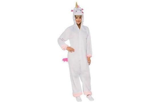 Despicable Me Fluffy Unicorn adult costume with full body jumpsuit for playful home costumes.