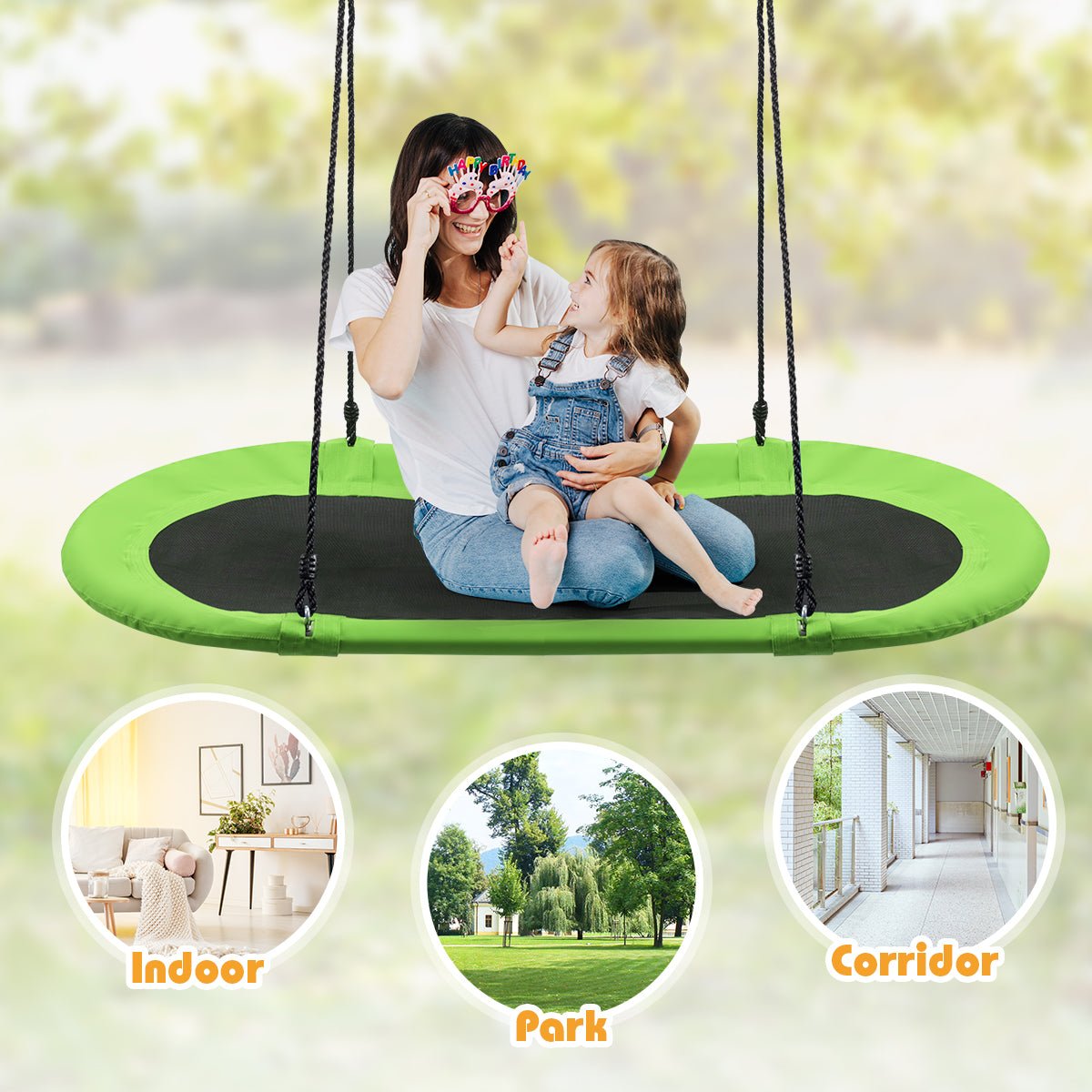 Outdoor Oval Swing Set: Fly with Adjustable Hanging Ropes for Kids