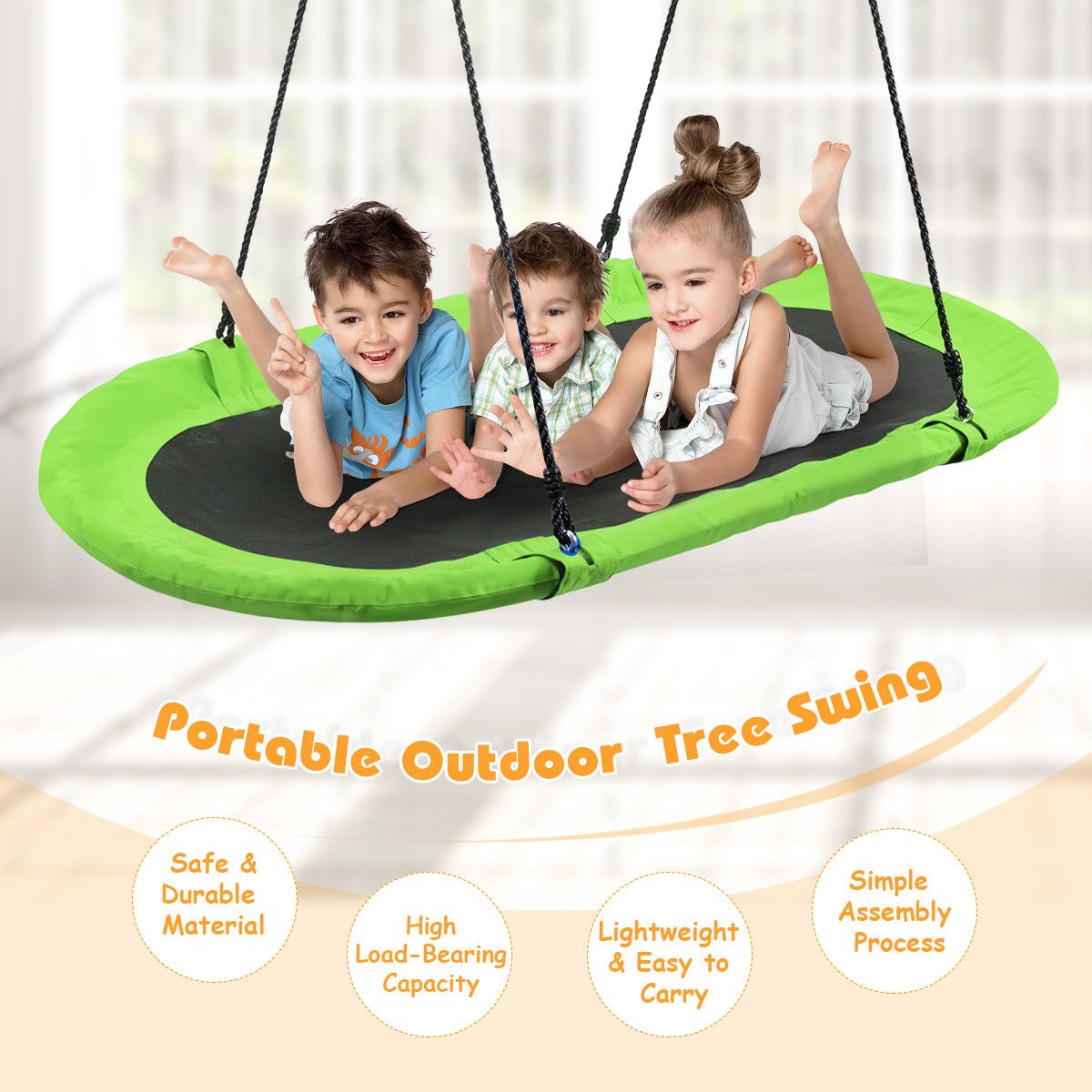 Oval Flying Swing: Outdoor Play with Adjustable Ropes for Kids