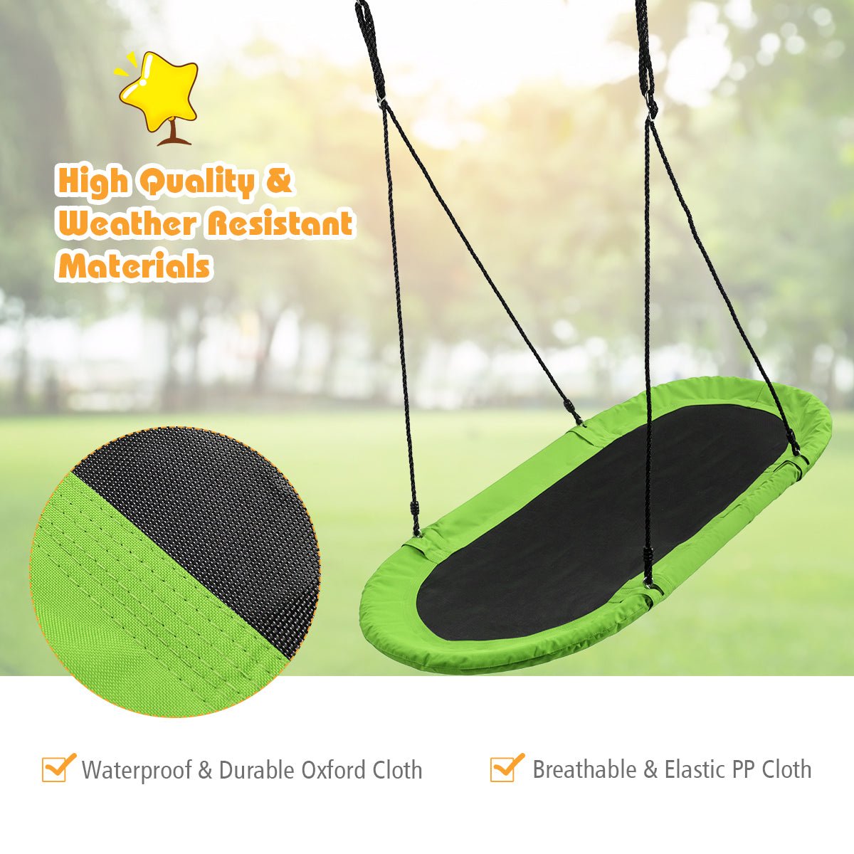 Outdoor Oval Tree Swing: Adjustable Hanging Ropes for Flying Fun