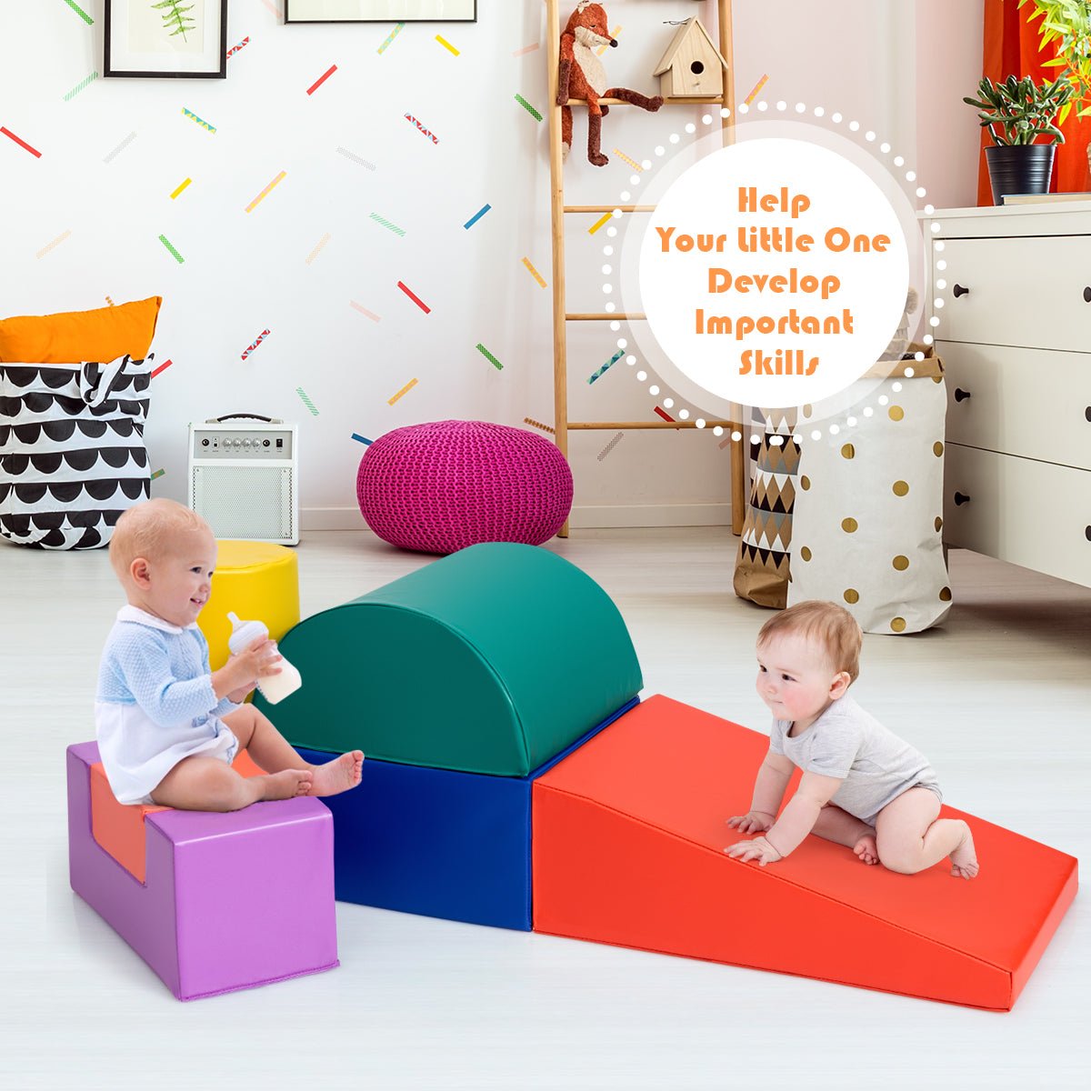 Safe and Exciting Playtime for Little Explorers with Red Blocks