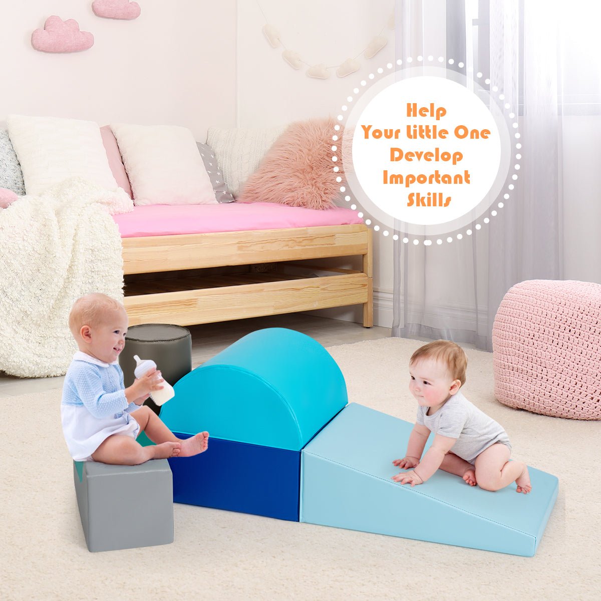 Imaginative Fun: Crawl and Climb Foam Blocks, 6-Piece Set for Kids, Blue