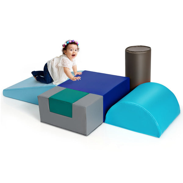 Explore and Learn: 6-Piece Blue Foam Blocks Set for Kids, Crawl and Climb