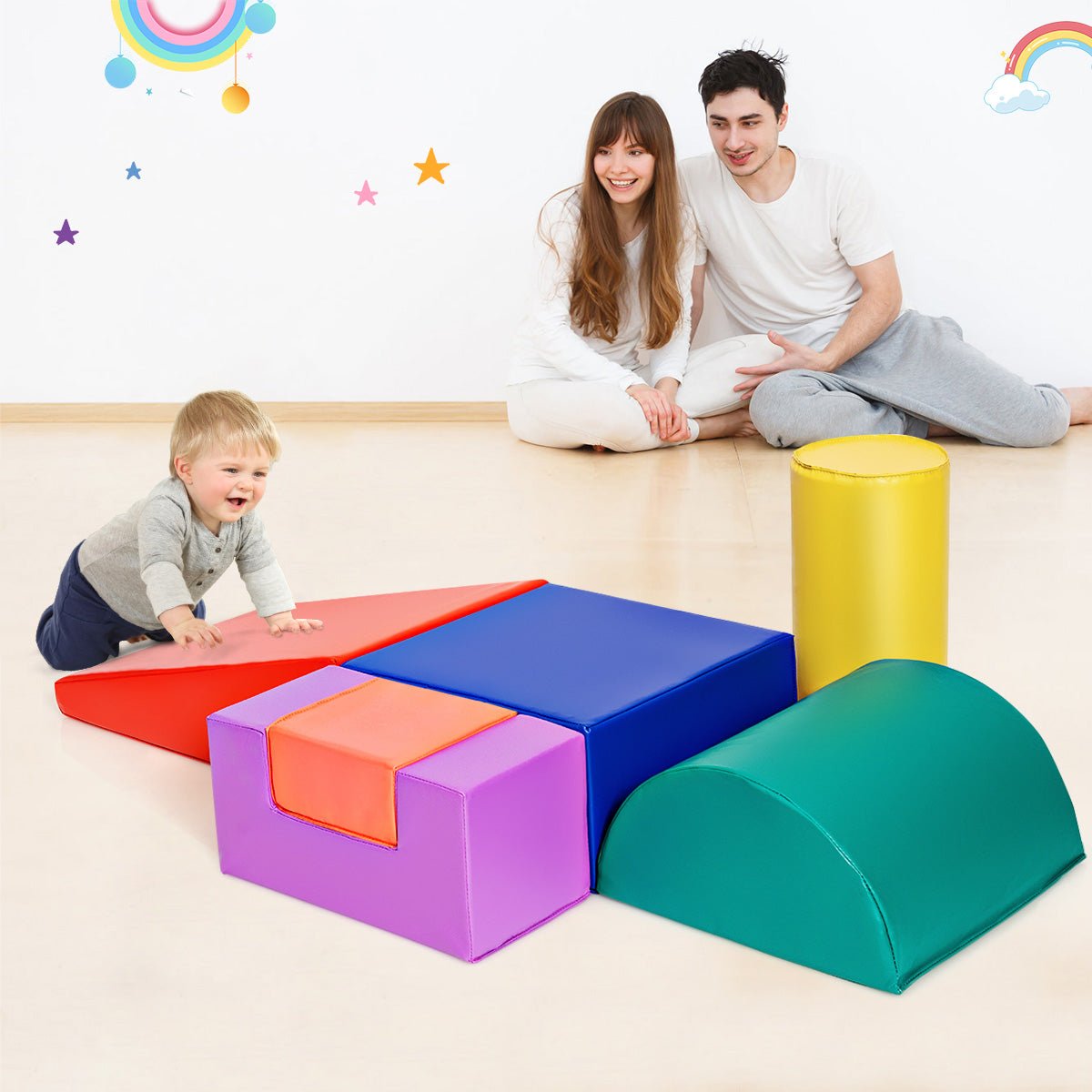 Adventure Zone: Red 6-Piece Foam Blocks Set for Children's Crawling and Climbing