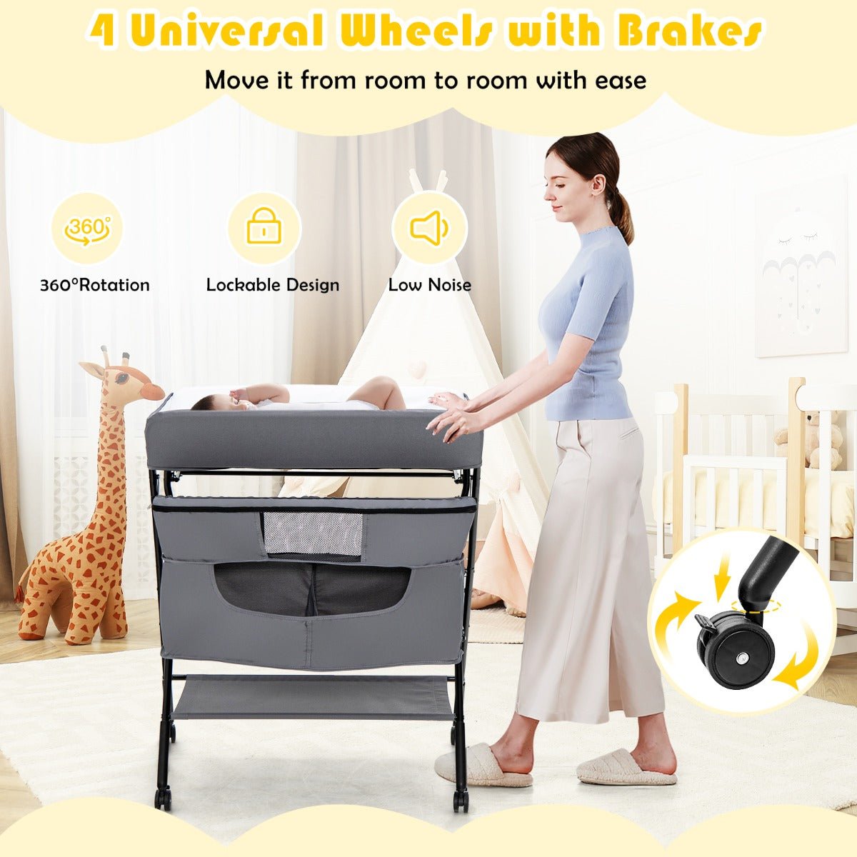 Foldable Baby Changing Table - Portable Nursery Stand for Convenience