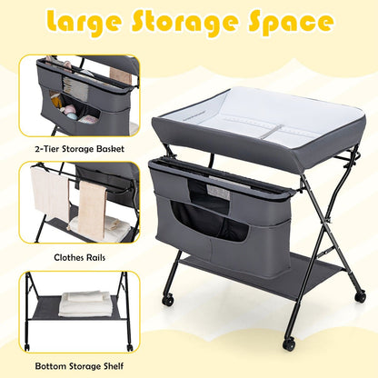 Portable Infant Changing Table - Foldable Nursery Stand, Easy Use