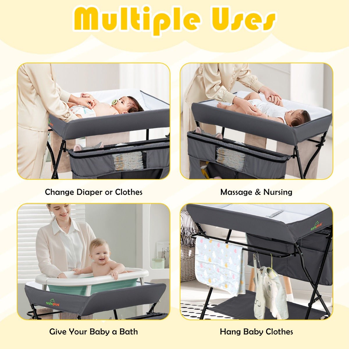 1Portable Foldable Baby Changing Table - Nursery Organizer, Easy Setup