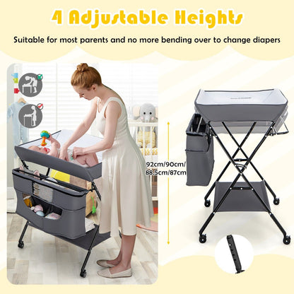 Infant Nursery Stand - Foldable Baby Changing Table, Space-Saving