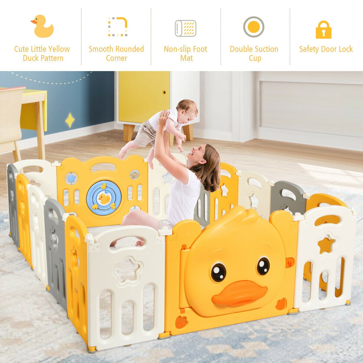 Secure Baby Play Area - Non-slip base and safety lock for worry-free playtime