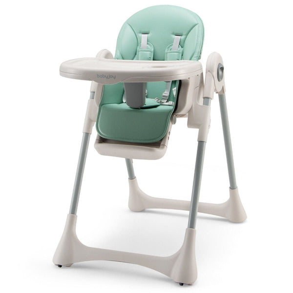 Foldable Convertible Baby High Chair: Adjustable Height & Removable Tray - Green