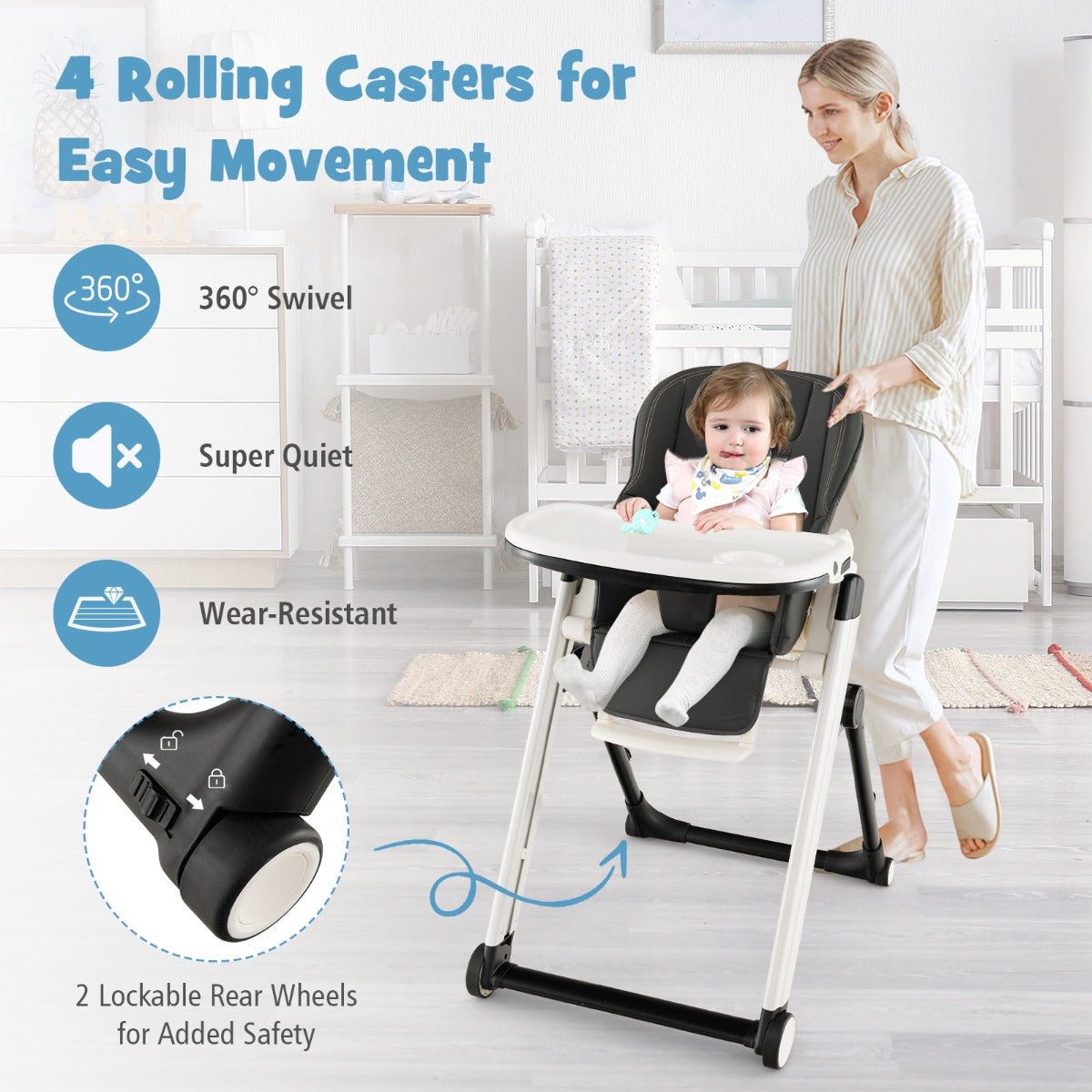 Adjustable Foldable High Chair Comfort and Safety for Babies