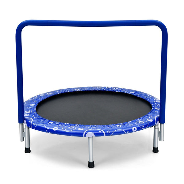 Versatile Play: Foldable Kids Trampoline with Handle for Indoor & Outdoor-Blue
