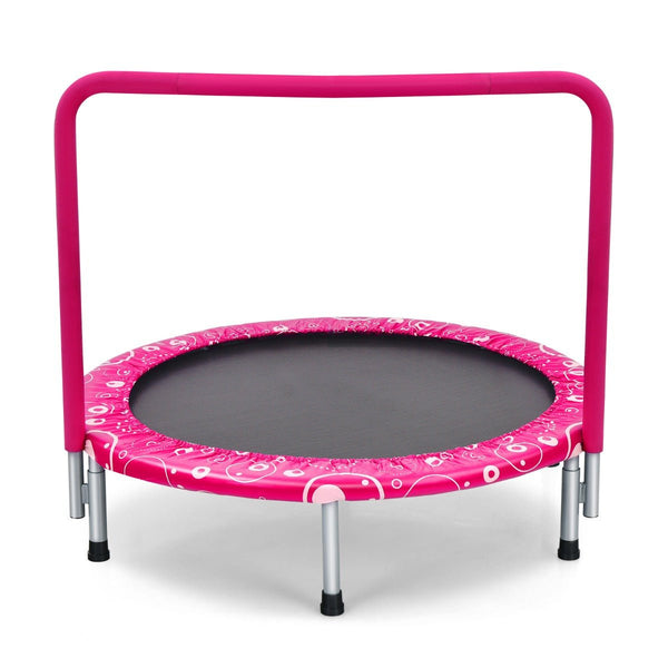 Active Play: Foldable Kids Trampoline with Handle for Indoor & Outdoor Pink