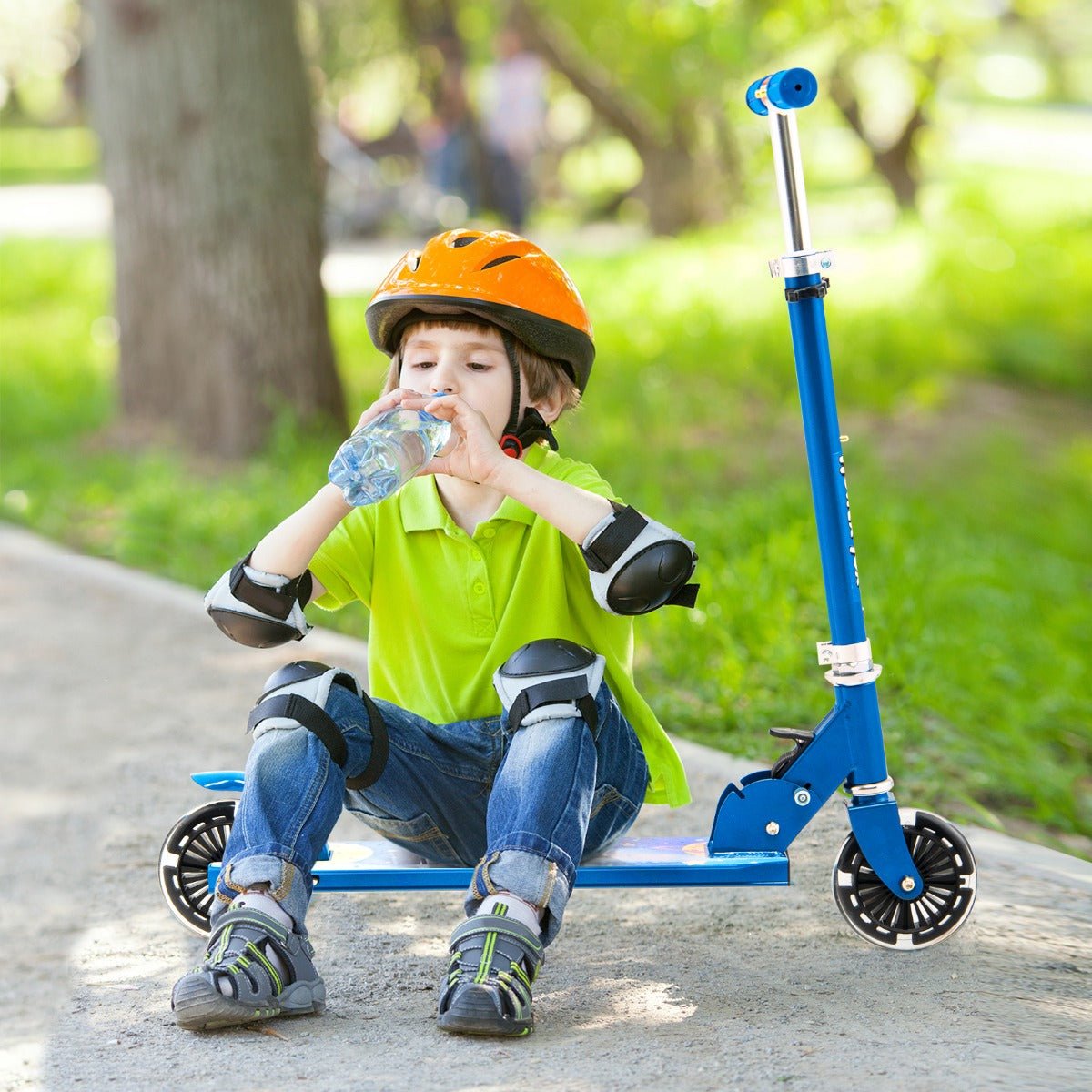 Enhance Outdoor Fun: Kids Foldable Scooter with LED Light (Blue)