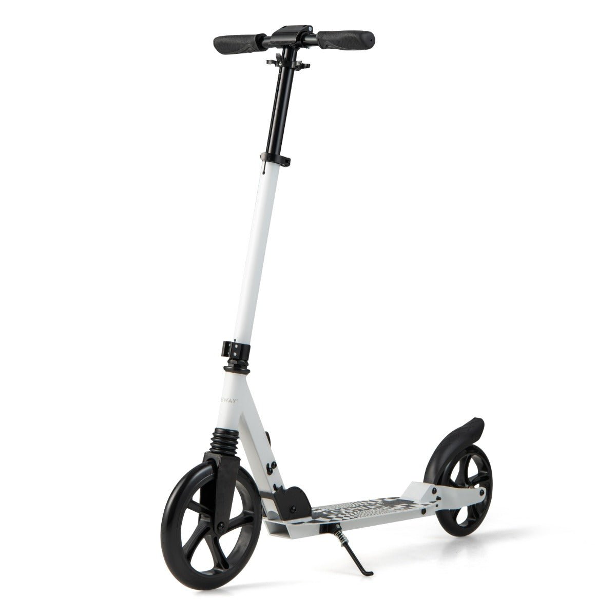 White Kids Foldable Scooter: Adjustable Height, LED Light, and Lightweight Design