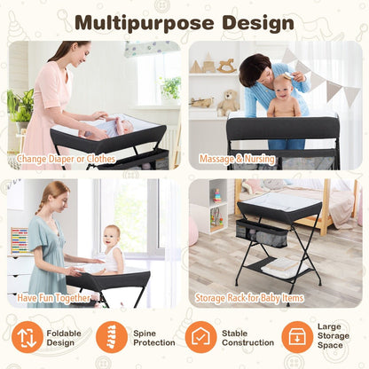 Transformative Black Baby Change Table - Folding Comfort for Parents