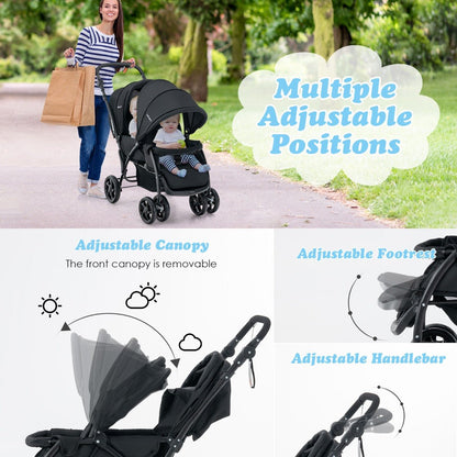 Explore with Ease: Black Double Baby Stroller