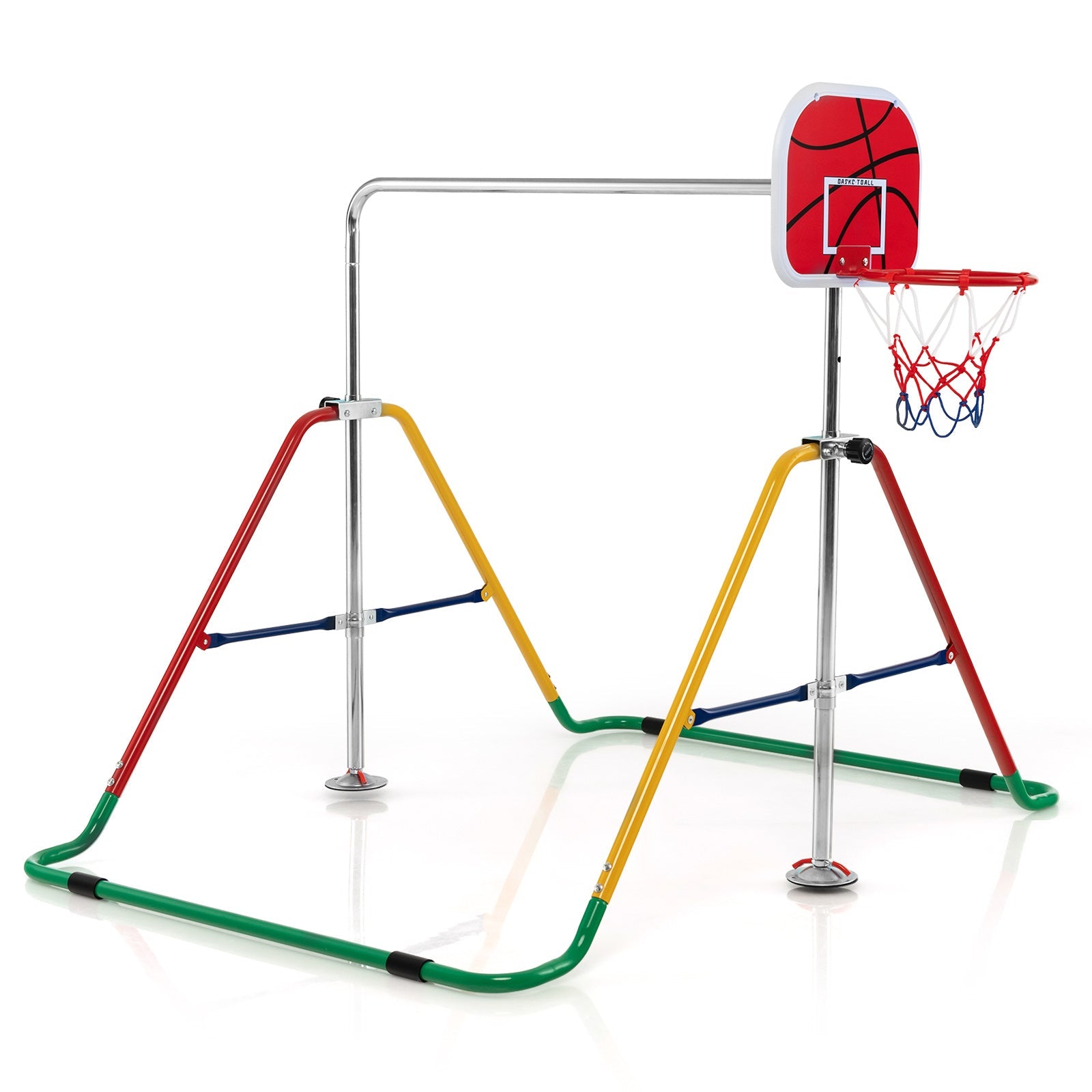 Multi-colour Folding Gymnastics Bar: Kids Training with Basketball Hoop Excitement