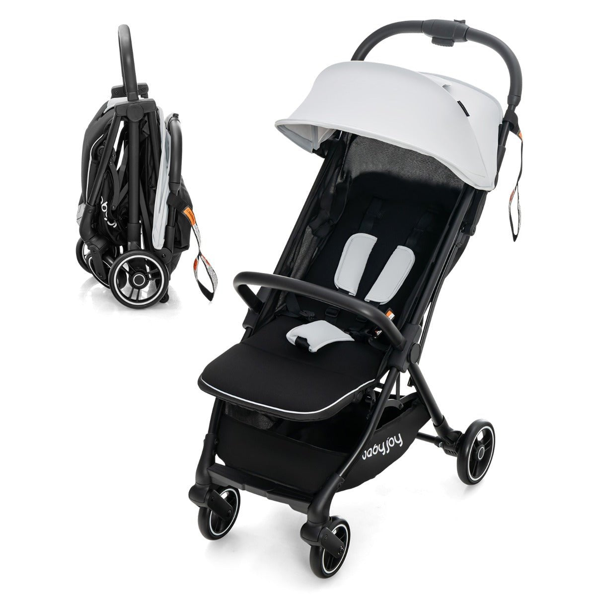 Versatile Grey Folding Stroller for Infants