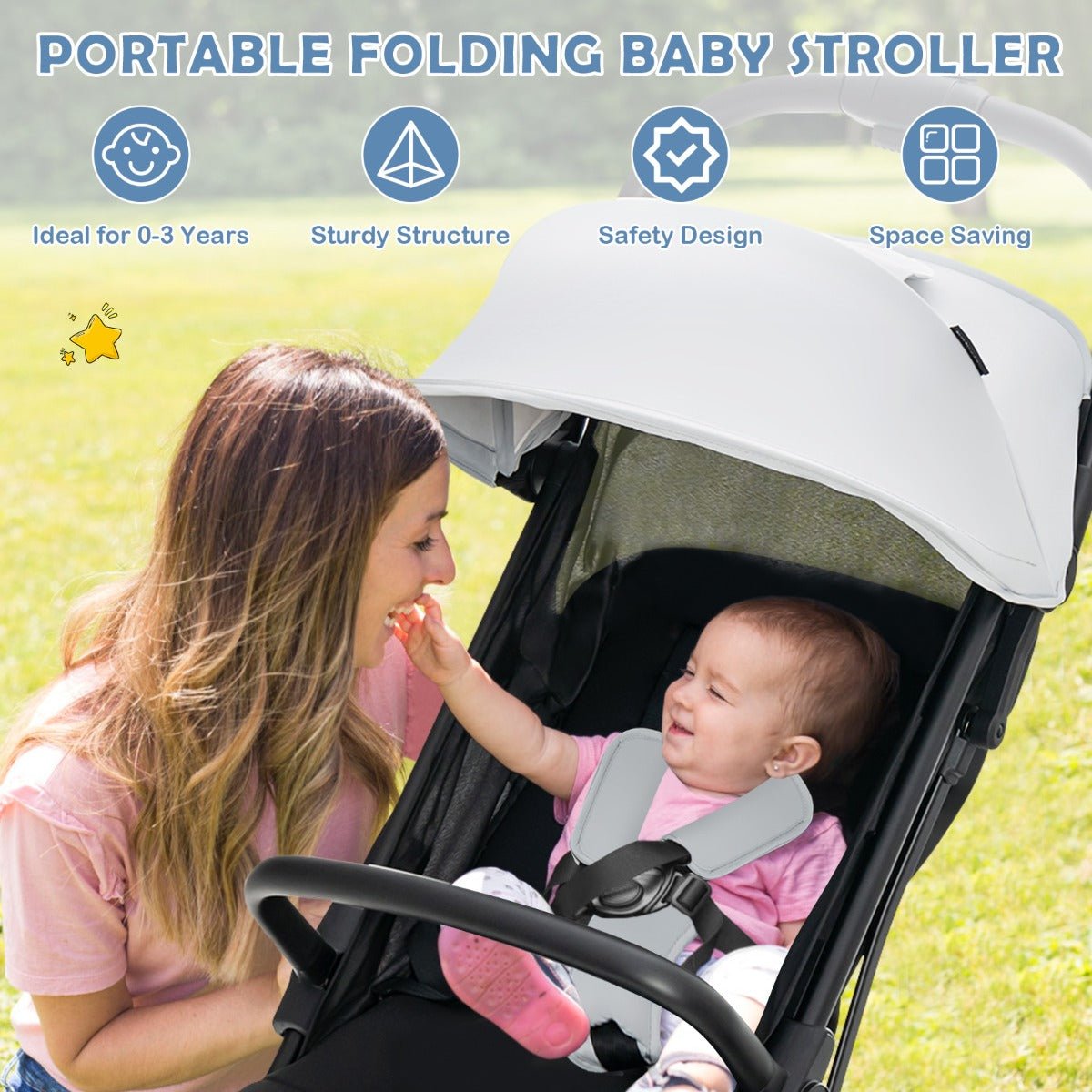 Convenient Grey Infant Stroller for Newborns