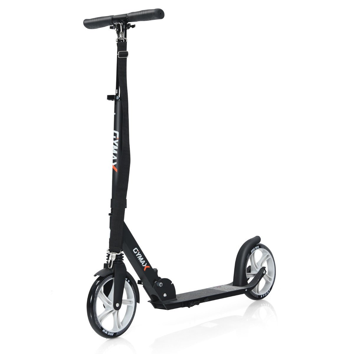 Kid's Folding Scooter: Black with Adjustable Height & Anti-Shock Suspension