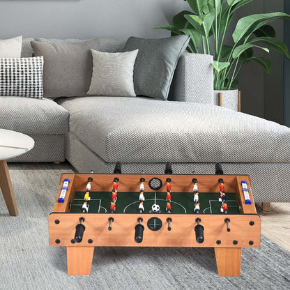 Compact foosball table with scorekeeper, perfect for kids home entertainment with 2 balls.