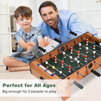 Portable foosball table with 2 balls and scorekeeper for exciting indoor play for kids