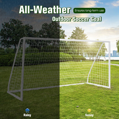 Kids PVC soccer goal with all-weather construction for easy setup at home