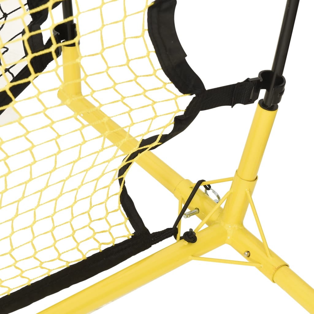 Portable soccer rebounder net in black and yellow, ideal for kids home practice and fun.