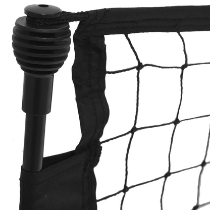 Portable soccer rebounder net in black and yellow, ideal for childrens home soccer practice.