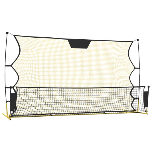 Portable Soccer Rebounder Net in Black Yellow ideal for childrens soccer practice at home.