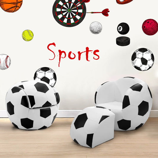 Football-Shaped Children's Chair and Ottoman Set - Playful Relaxation Spot