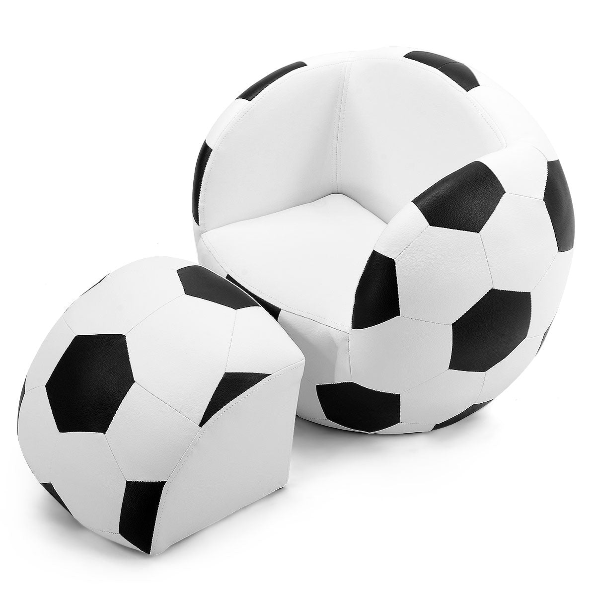Soccer Ball Kids Armchair and Ottoman Combo - Sporty Comfort Haven