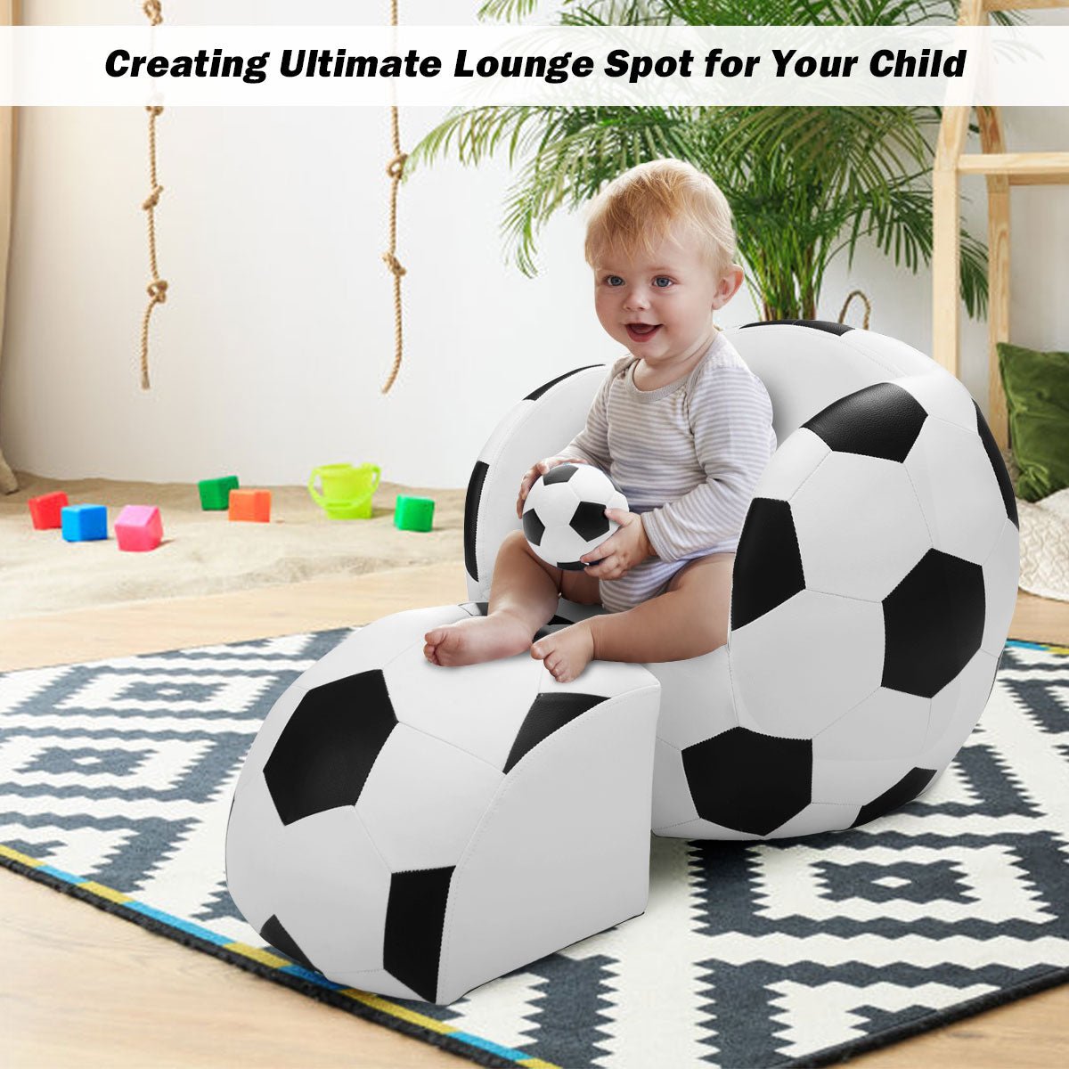 Soccer Ball Shaped Children's Chair and Ottoman - Active Comfort Retreat