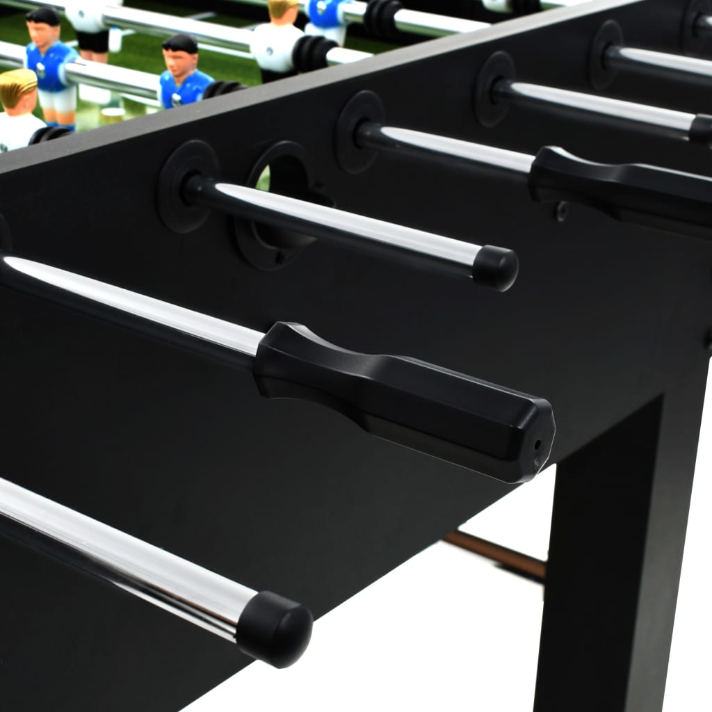 Kids home-size steel foosball table for competitive play, in sleek black design.