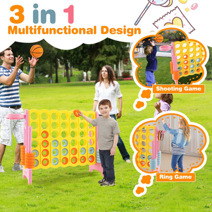 Pink Jumbo 3-in-1 Connect Four Game Set ideal for kids play at home.
