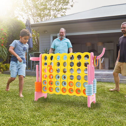 Kids pink Jumbo Connect Four Game Set - 3 in 1 interactive fun at home.