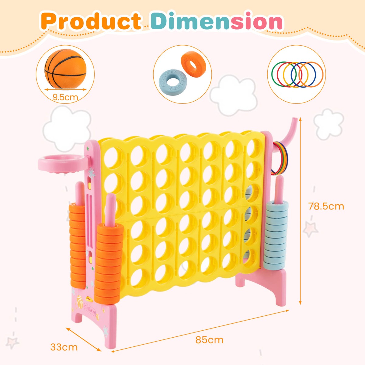 Pink Jumbo 3 in 1 Connect Four Game Set for Kids, perfect for home entertainment.