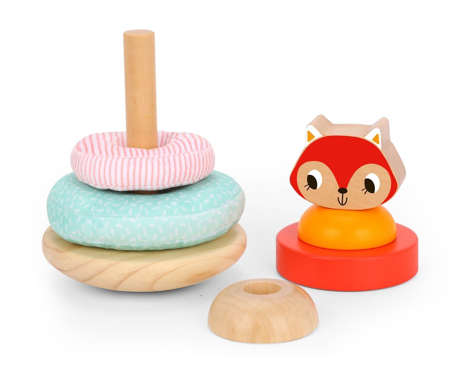 Fox Sensory Stacking Tower | Colorful rings engage toddlers in hands-on stacking fun at home.