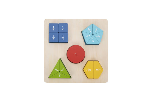 Colorful fraction puzzle for kids learning math, ideal for interactive home education activities.